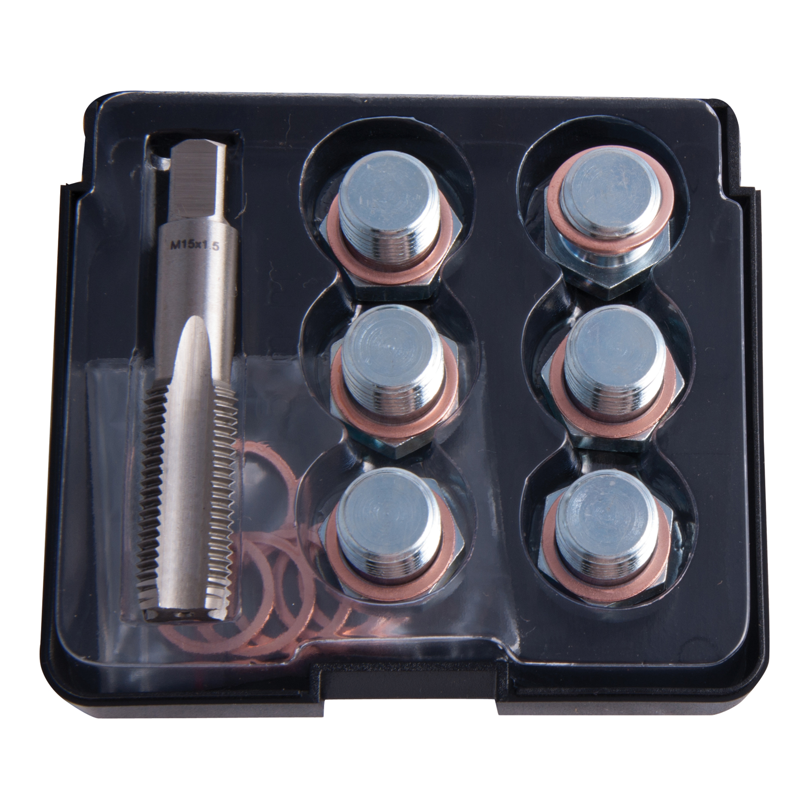 M15 Oil Pan Drain Plug Thread Repair Kit – 7pc Sump Plug Chaser Set